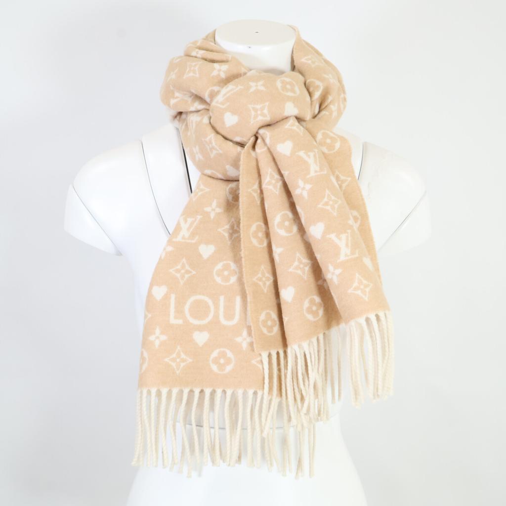 LOUIS VUITTON [Excellent condition/22 year old] M76900 Echarpe Game On Monogram Fringe Scarf beigeUsed