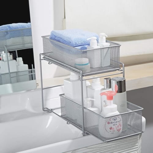 Bremoon Under-Sink Rack, Large Capacity Storage with Sliding Drawers, 2 Tiers, Kitchen Storage, Under-Bathroom Storage Rack, Kitchen Rack, Kitchen Org