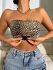 Leopard Print Seamless Tube Top Gathering Underwear Temu Women's Front Buckle Bra Beautiful Back