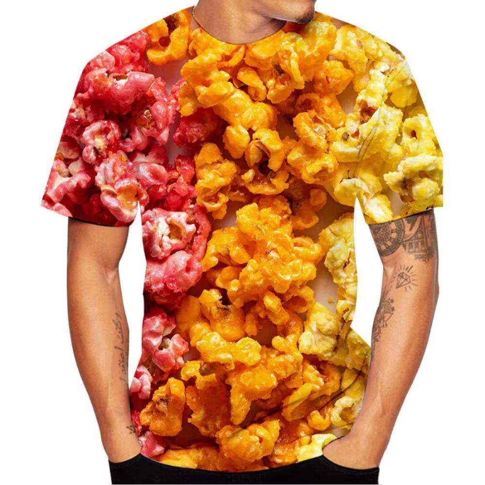 Popcorn 3D Printed Funny T Shirts Men Women Clothing Summer Short Sleeve T-Shirt Kids Trendy Casual Y2k Streetwear Tops Tees