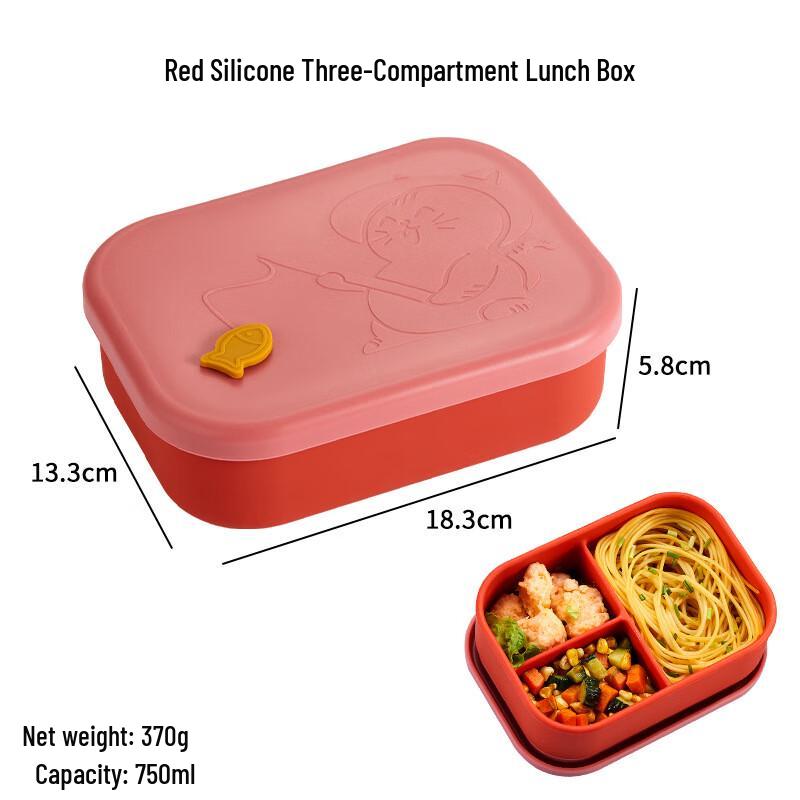 Silicone Rectangular Kids Lunch Box Three-Compartment