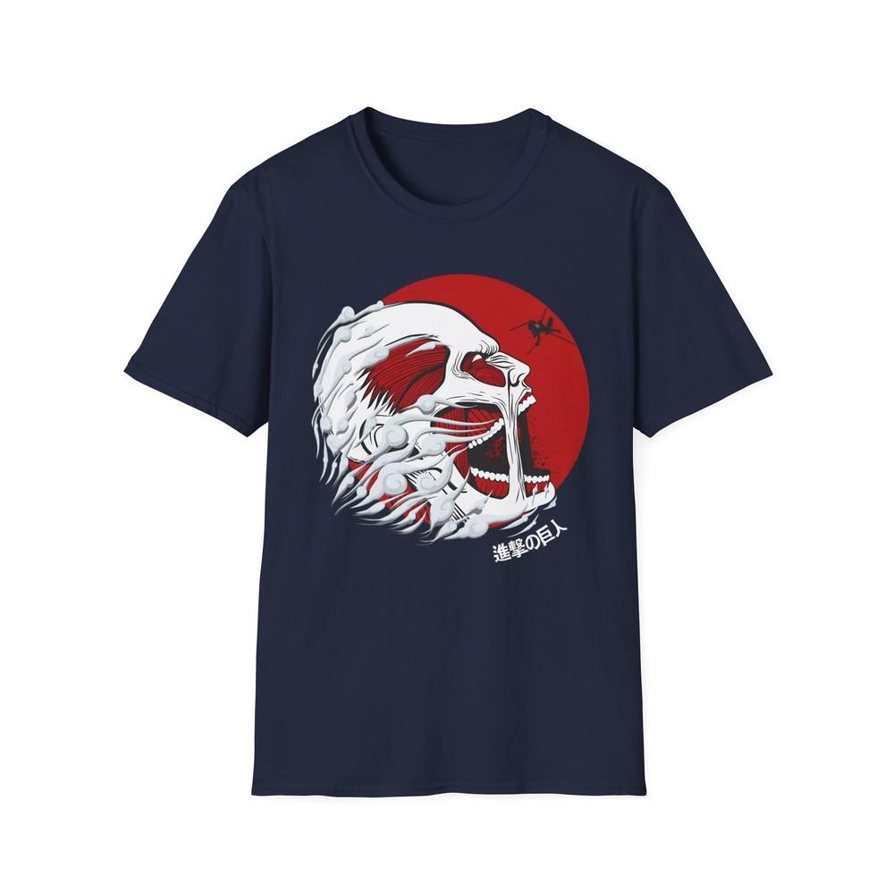 Unisex Jl Anime TShirt Softstyle Front And Back Colossal Titan Vs Levi S