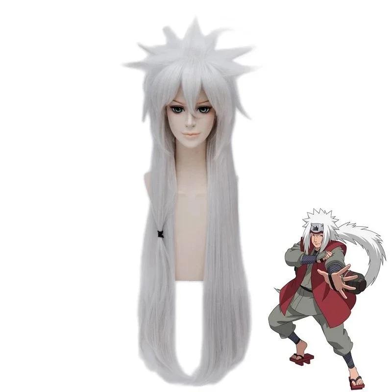 Anime Cosplay Jiraiya Pruik Lang Zilver Hittebestendig Synthetisch Haar Halloween Feest Cosplay Kostuum Pruiken One Size gray