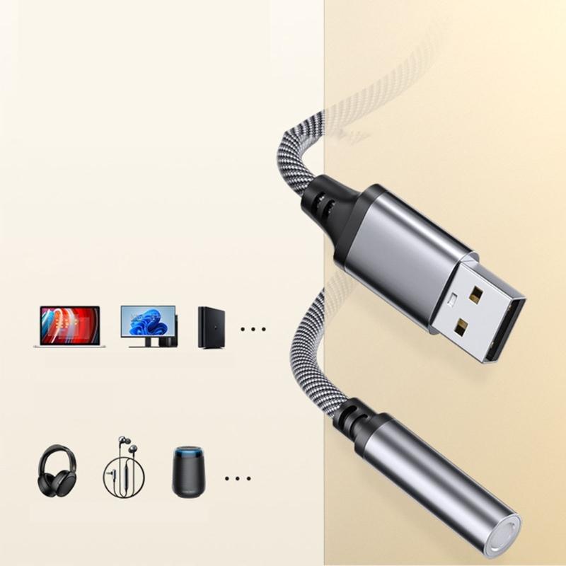USB To 3.5mm Auditory Adapter External Sound Card for Headphones and Microphones For PC Laptop Widely Used