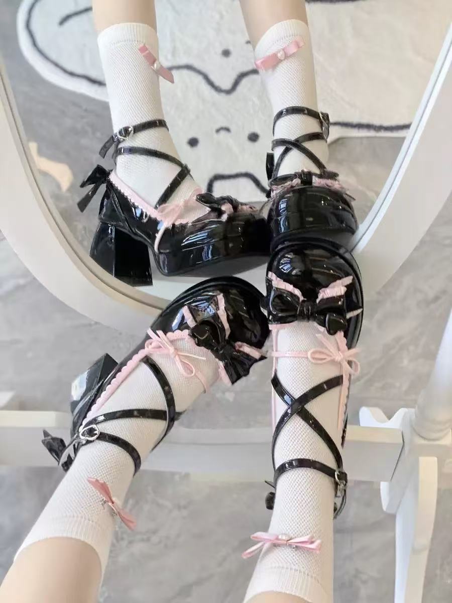 

Женские туфли на высоком каблуке с ремешком крест-накрест, туфли-лодочки Мэри Джейн, для вечеринки, свадьбы, косплея, бежевые, синие, с бантом, принцесса, косплей, обувь Лолита 2025 40 чёрный