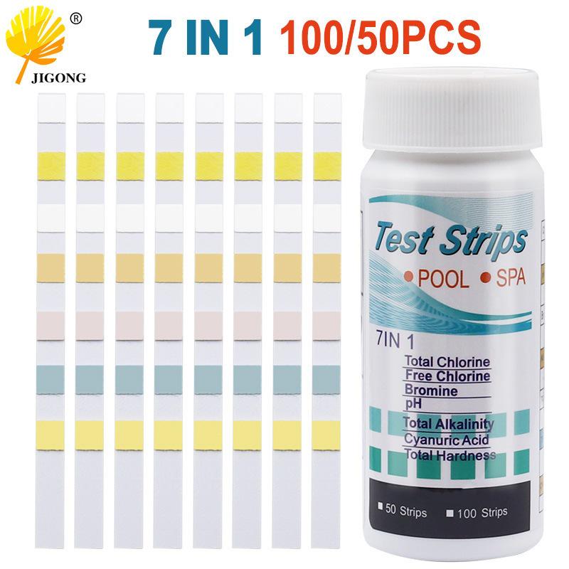 7-in-1 Pool Test Strips: pH, Free Chlorine & Water Quality Checker