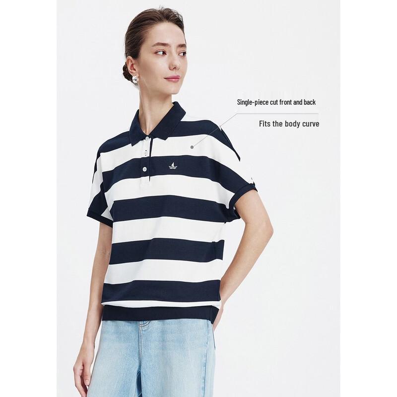 Navigare Women's Striped Knit Polo Shirt