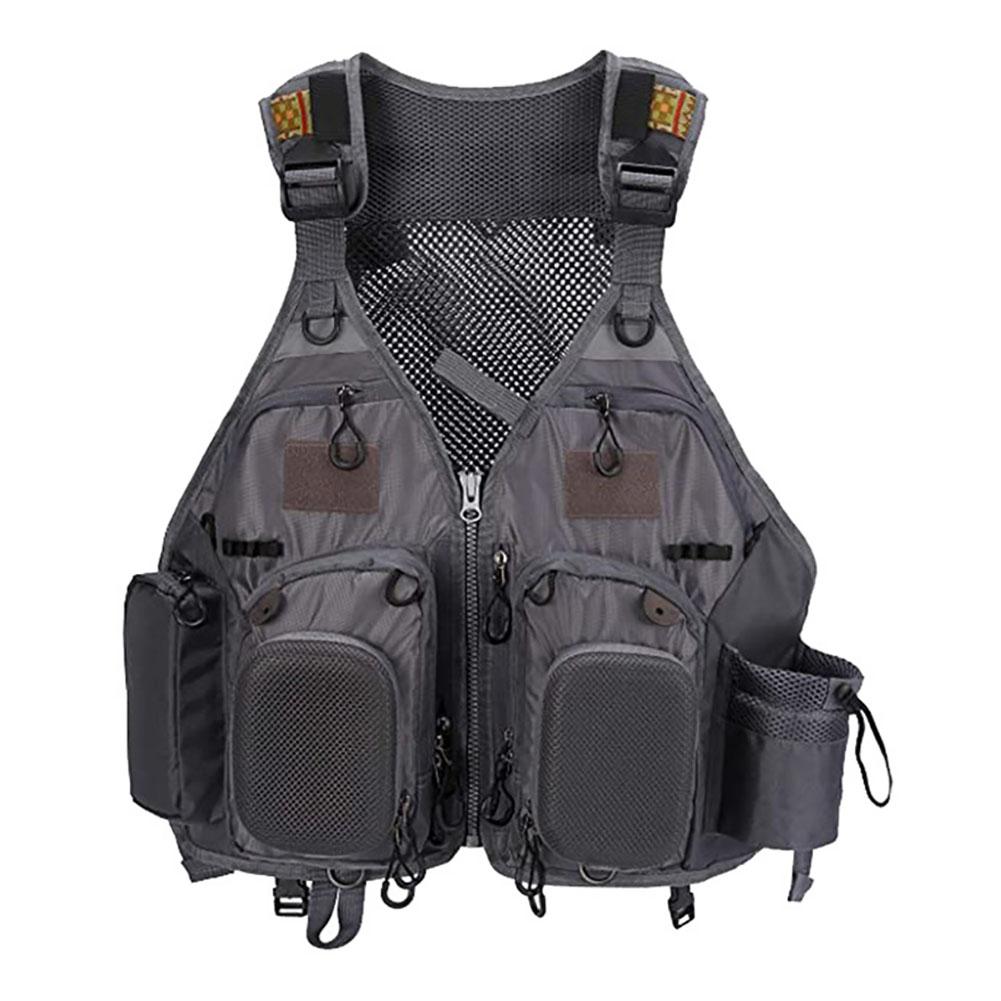 Erkekler balıkçı yeleği çok fonksiyonlu nefes alabilen çoklu cepler Oxford kumaş açık kolsuz yelek balıkçı ceketi