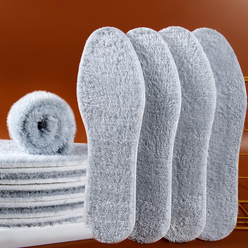 Men's Plush Thickened Shock-absorbing Insole - Warm, Breathable, Deodorizing, Sweat-absorbing for Winter Sports.