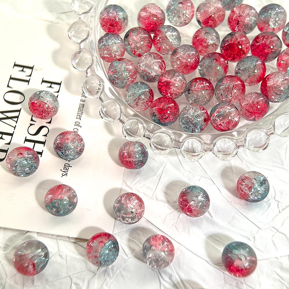 50pcs 20pcs Cracked Crystal Acrylic Burst Beads Colorful Round Loose Spacer Bead Jewelry Making DIY Bracelet Necklace Findings