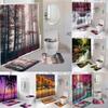 Forest Bathroom Shower Curtain Set Waterproof Bath Curtain Sets Toilet Cover Non-Slip Mat Rug Carpet Set Home Decor Accessories