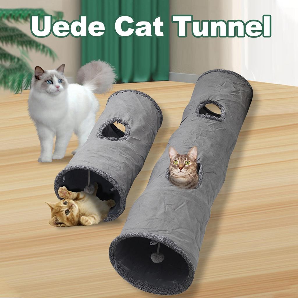 Suede Cat Tunnel Toy Foldable Peekaboo Tunnel with Self Entertaining Ball Built In Steel Wire Soft and Delicate