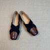 Cross-strap one-pedal pig nose ballet shoes women's retro square head shallow mouth flat bottom Mary Jane single shoes
