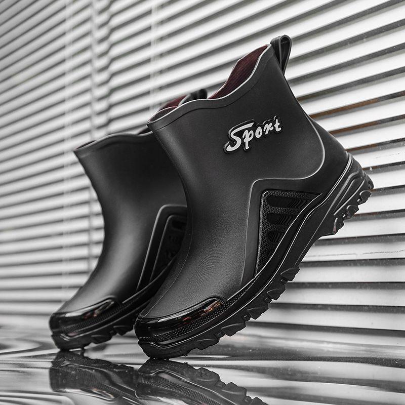 New rain shoes men's fashion non-slip mid-tube rain boots new takeaway rider waterproof outdoor construction site water shoes