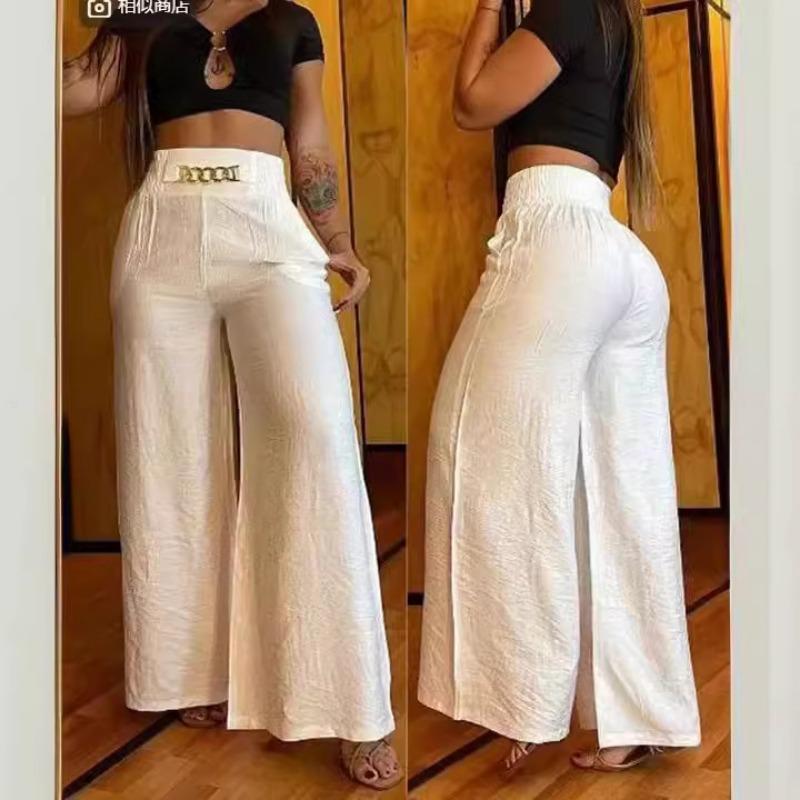 Fashion Solid Casual Wide Leg Pants Women High Waiste Loose Baggy Pants Woman Elegant Simple Plus Size Office Lady Trousers 24187