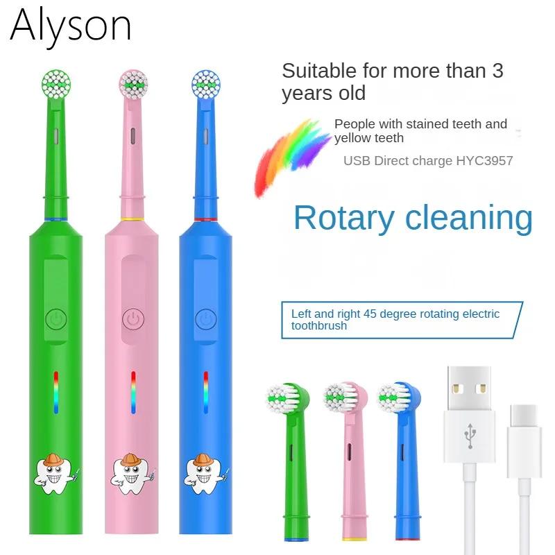 Fully Automatic 360 Rotating Electric Toothbrush children's electric toothbrush USB Charging with Timer Soft Bristles