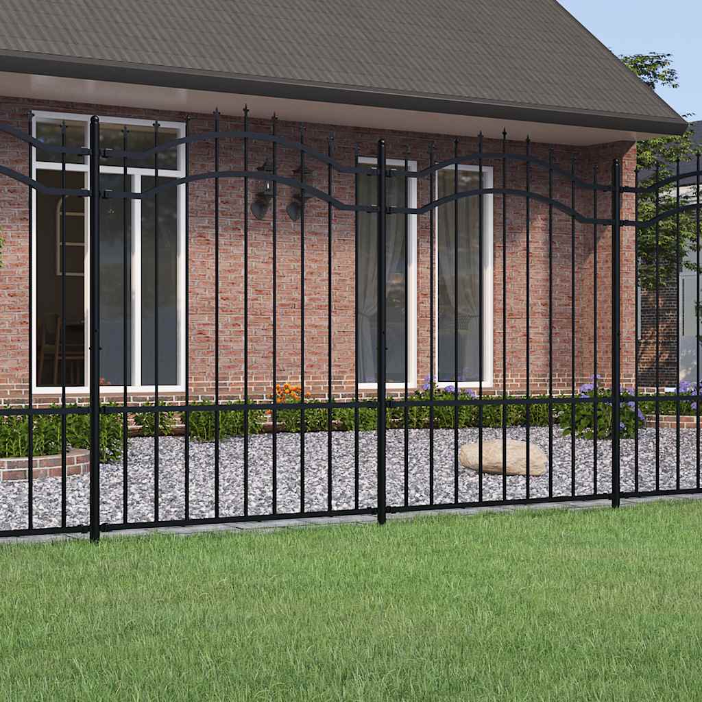 Vidaxl Spiked Fence, Black, 190 Cm, Powder-Coated Steel