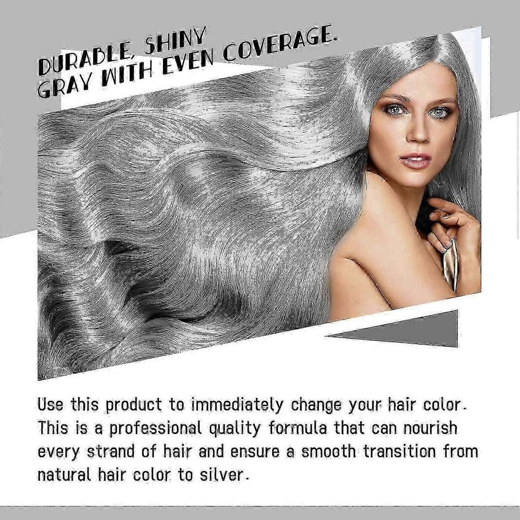 Crema Colorante per Capelli Naturale Grigio Argento, Colorazione Argento Unisex, Moda a Lunga Durata, Non Sbiadisce e Facile da Applicare