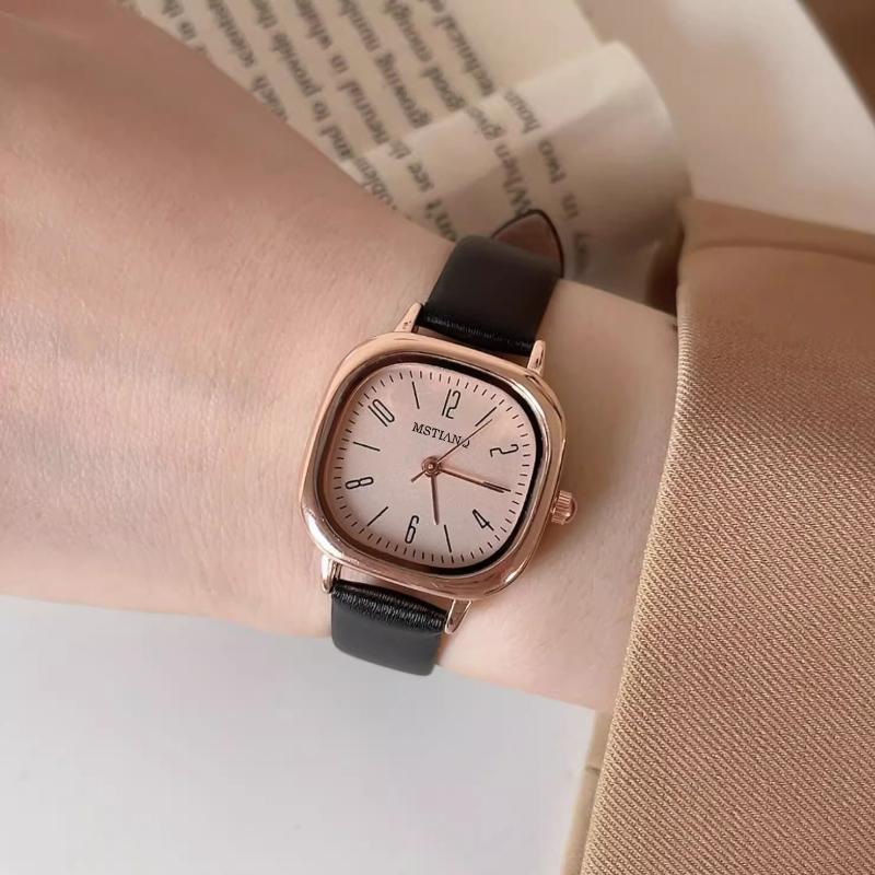 Casual Watches Simple Square Dial Retro Quartz Wristwatches Leather Strap Fashion Girls Students Clock Gifts Reloj Para Mujer