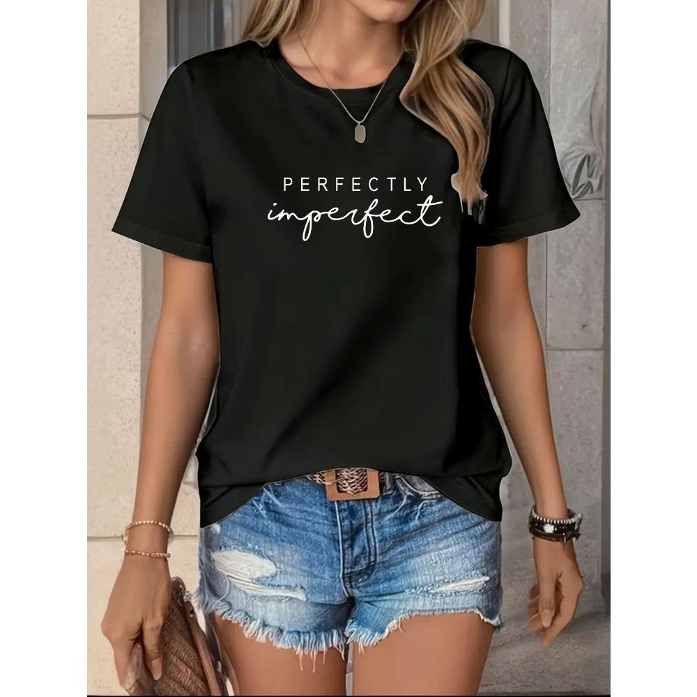 Women's Fashion Casual Letter Print Short Sleeve T-Shirt Summer Short Sleeved Harajuku Streetwear Tops Tees