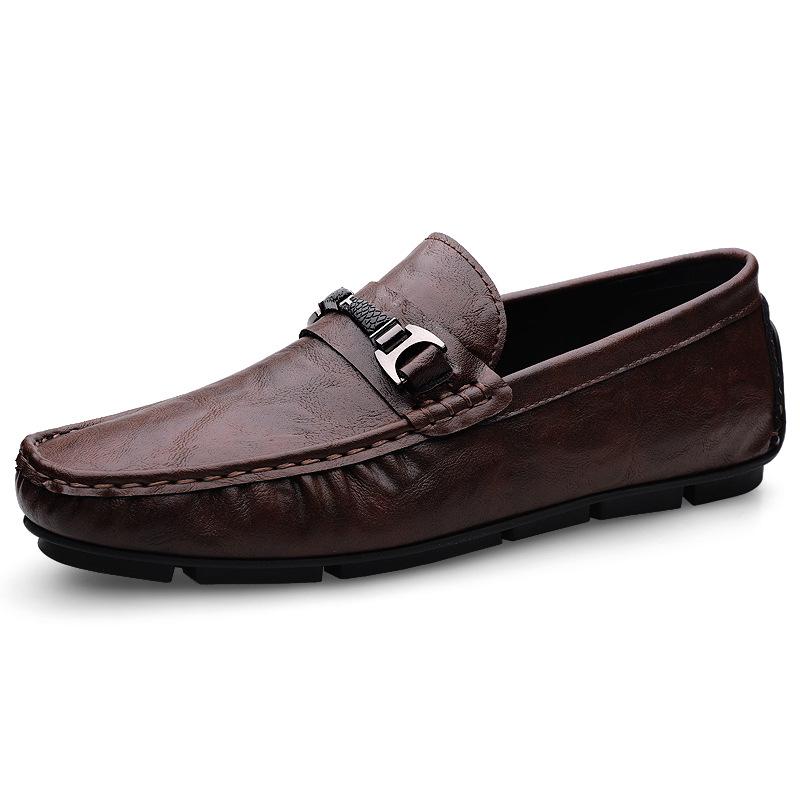 Men s Genuine Leather Loafers - Spring/Summer Comfortable Slip-on Driving Shoes 44