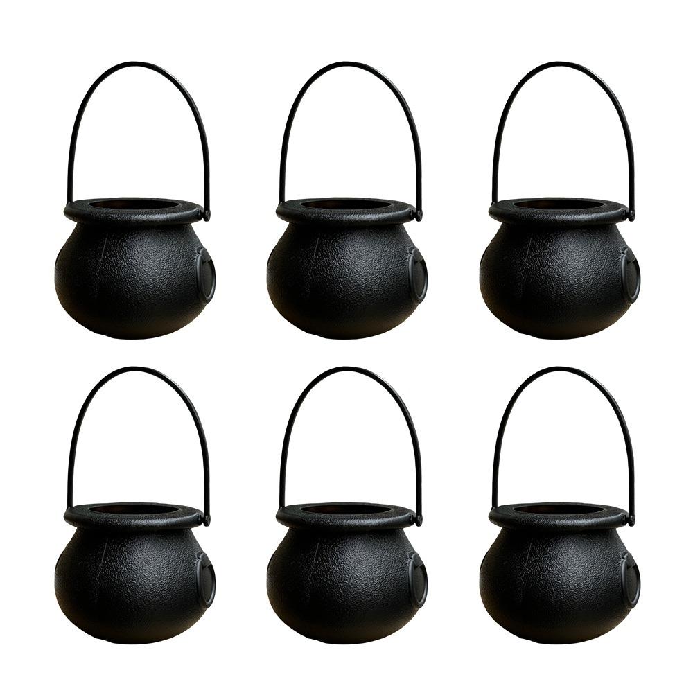 6PCS Set Festive 6cm Size Halloween Pumpkin Jar Triangular Eyes With Lid Pumpkin Bucket Mini Basket Pumpkin Lantern Gift Giving