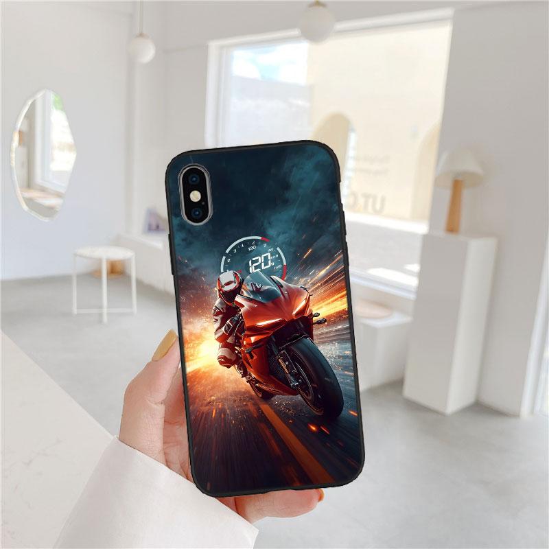 LO95 Motorcycle Racing Soft Shell Phone Case for iPhone SE X XS XR 11 16E 17 Pro Max Air 8 7 6 6s Plus