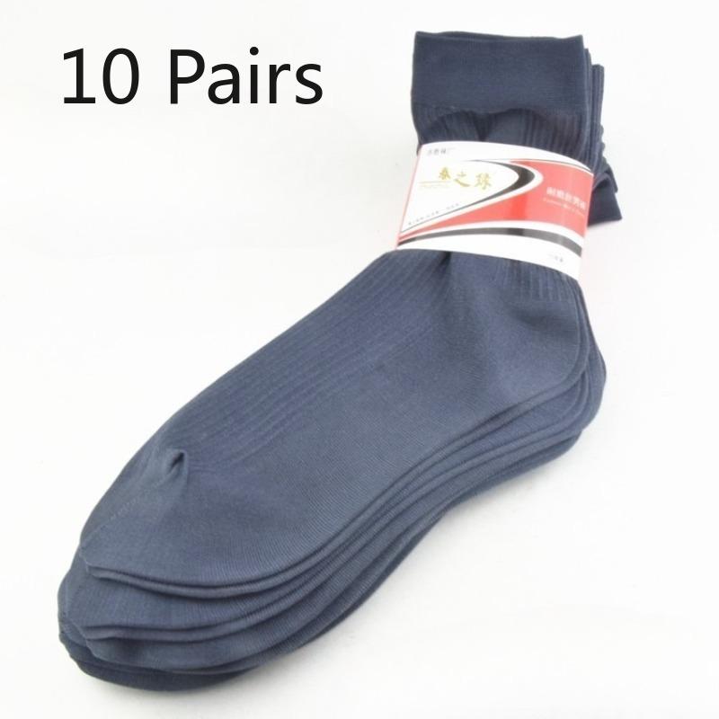 10 Pairs of Summer and Spring Men's Slip-on Silk Stockings with Heel, Durable Pearl-fiber Socks, Mid-calf Length, Business Style, Thin Version