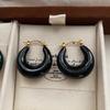 Irregular Ring Enamel Stud Earrings, Natural Light Luxury, High Sense, Fashionable Elegance and Luxury, New Autumn and Winter Earrings
