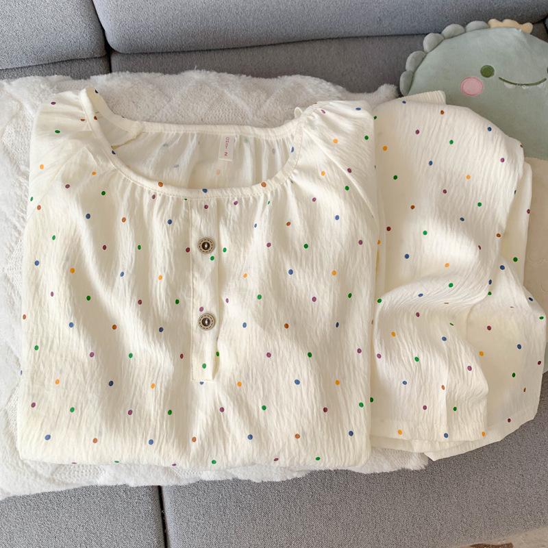 Women's Cloud Cotton Cartoon Pajama Set – Long Sleeve, Crew Neck, Plus Size, Outdoor Wear