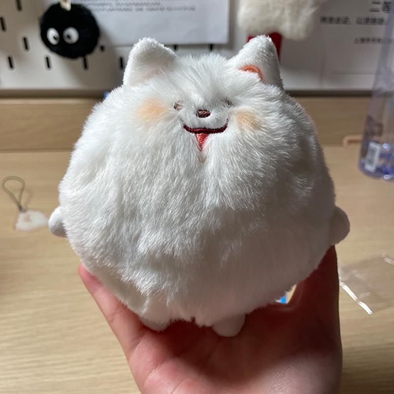 Niedlicher Creme Yaya Samojede Quetschen Cartoon Plüschpuppe Schlüsselanhänger Taschenanhänger