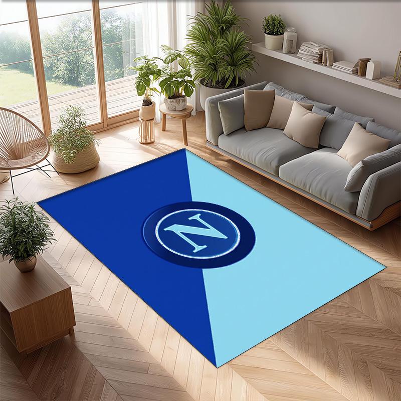 Tappeto Morbido Antiscivolo per Interni con Motivo Calcio Napoli FC Tappetino Decorativo Sportivo per Camera da Letto