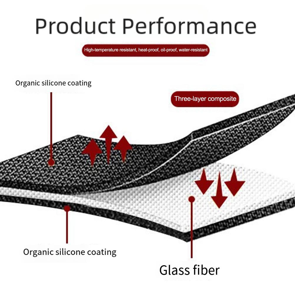 Half Circle Silicone Fireplace Carpet Fireproof Floor Mat Insulated Heat Resistant for Stove Grill Indoor Fire Use