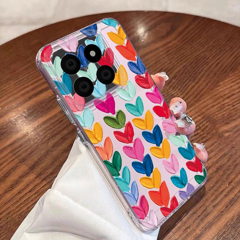 Oil Painting Love Hearts Pattern Case For Xiaomi Redmi Note 15 Pro 4G Funda Redmi Note 14 13 Pro 5G Clear Silicone Soft Cover
