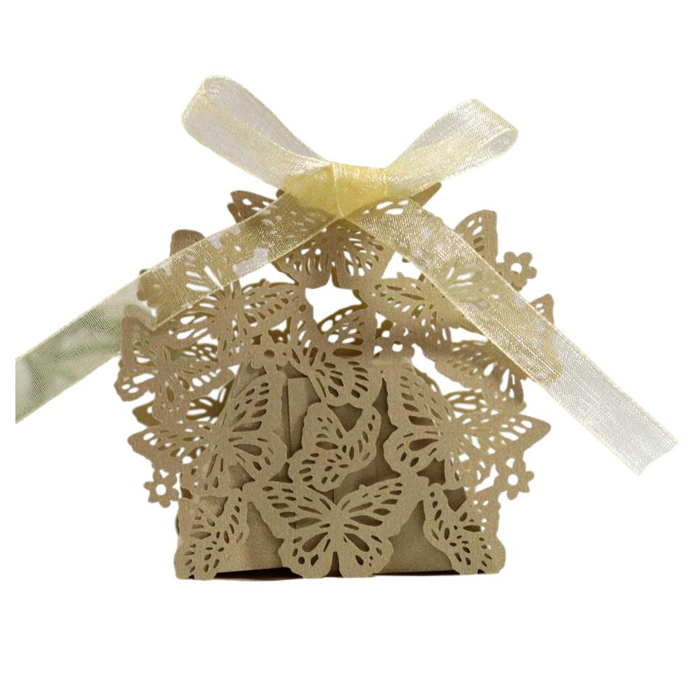 25/50 stücke Laser Cut Schmetterling Kutsche Favor Geschenk Candy Box Mit Band Verpackung Box Baby Dusche Hochzeit Party Favor Dekoration