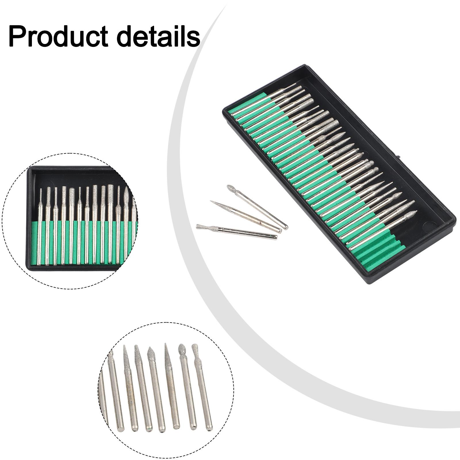 

30 PCS Rotary Tool Emery Burr Bit Set For Grinding Engraving Tiles Glass Marble Gemstones Comes With Plastic Storage Case China Mainland