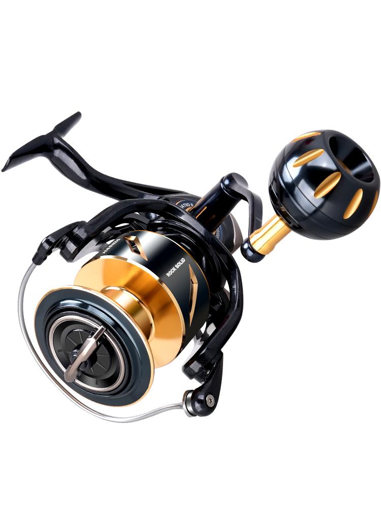 Full Metal Spinning Fishing Reel 8000 Dual Guide System 5.2:1 Saltwater Resistant Aluminum Alloy Reel for Deep Sea Fishing