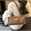 Zippered Polka Dot Shoulder Pillow Bag Stylish Polka Dot Underarm Bag With Lg Shoulder Strap Cute Bost Bag With Bow Design