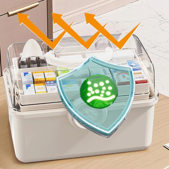 Household Medicine Storage Box with Safety Lock And Transparent Top Cover