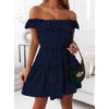 S-XXL New Summer Women's Solid Color Sling Stitching Double Layer Ruffle Dress Long Dress