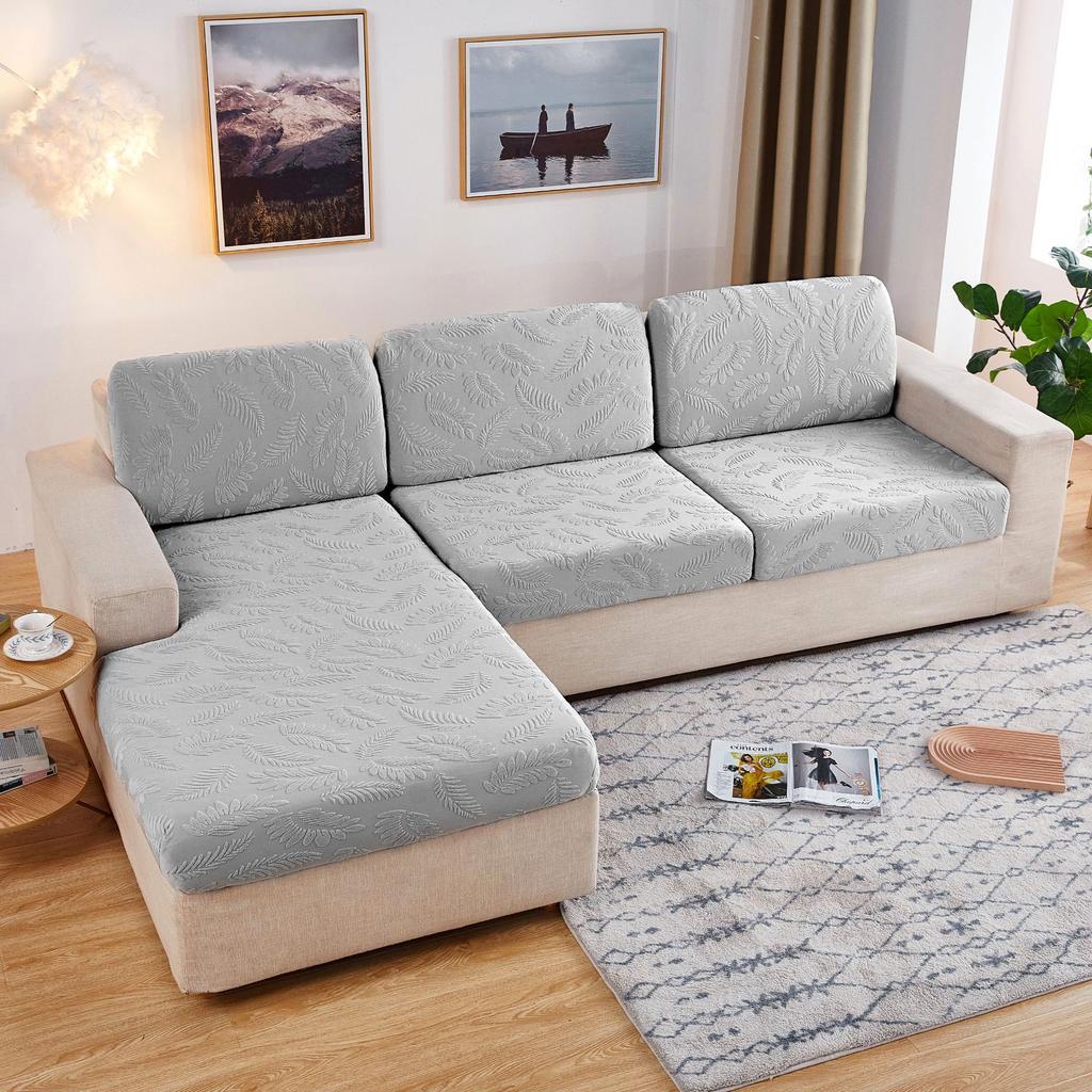European Knitted Sofa Cover Delicacy Feather Pattern Cushion Cover Luxury Elastic Stretch Spandex Sofa Protector