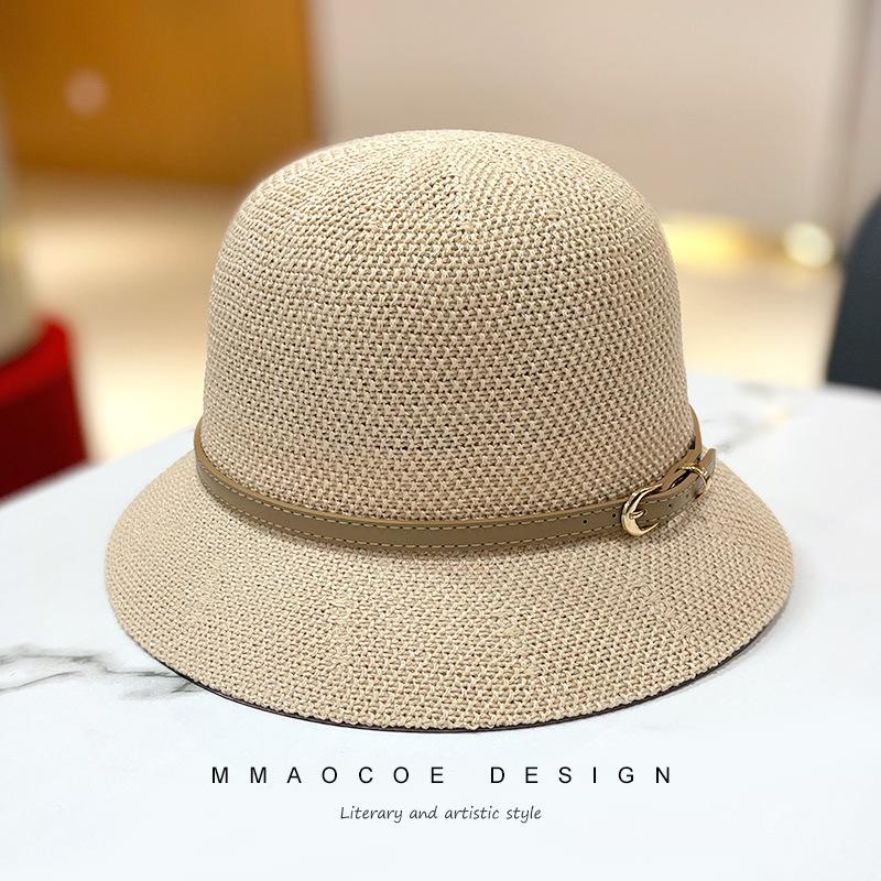Sunscreen hat women's new spring and summer bucket hat foldable fashion show young sun hat woven straw hat