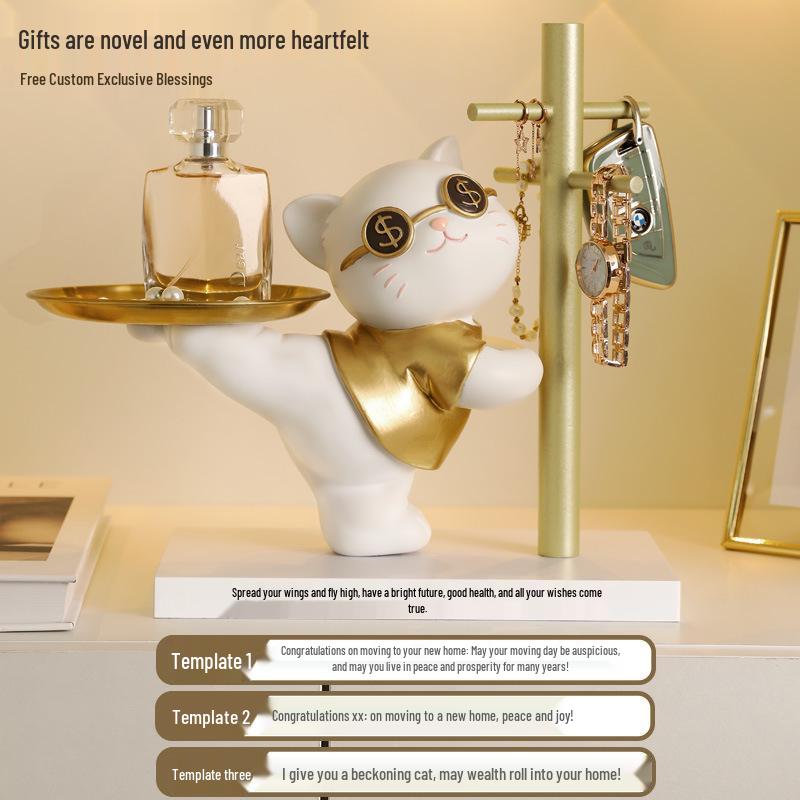 Cat Key Holder Decor – Living Room Tray & New Home Gift