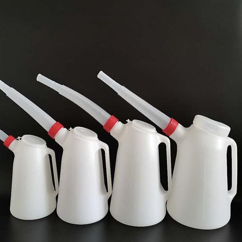 1 Stück Universal 1,2/2/3/4/5 Liter Garagenöl Kraftstoff/Öl Messkanne mit langem Ausguss für Auto Motorrad Plastiköler Ölkanne