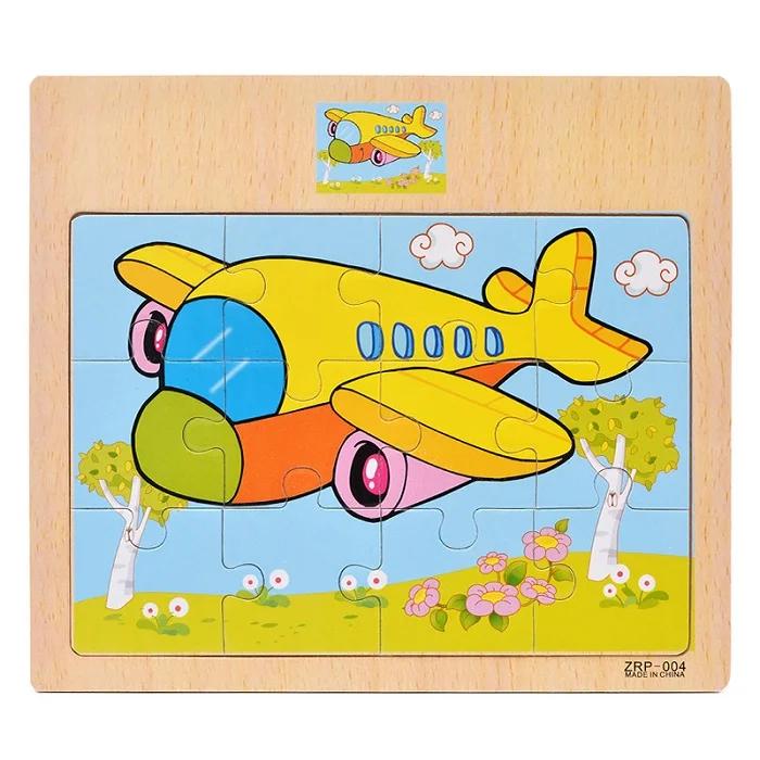 1pc Wooden Jigsaw Puzzle Kids Cartoon Animals Traffic Car Puzzles Game Kids Montessori Educational Toys for Children