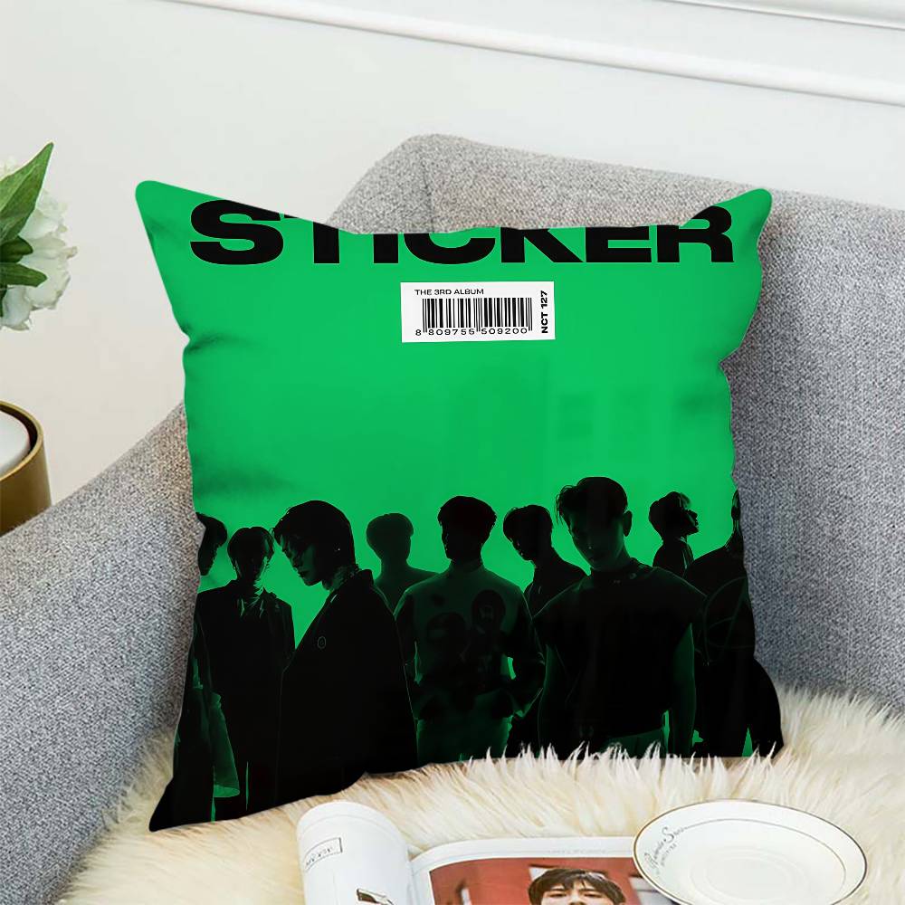 

N-NCT 127 Pillow Case Album Case Sofa Decorative Home Double-sided Printing Short Plush Cute Cushion Cover 12x12Inch