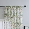 Curtain with Hole-Free Installation, Cotton Linen Printing Window Curtain, Light Blocking Privacy Protection Curtain for Bay Window