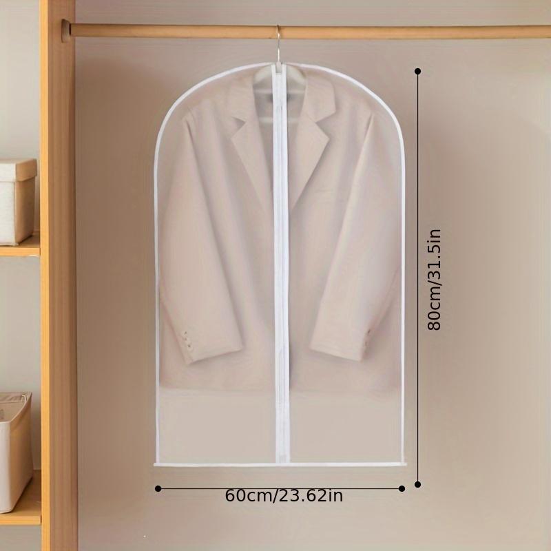 5pcs Thickened Transparent Garment Bags with Full Zipper Closure - Suitable for Suits, Wedding Dresses, Travel And Wardrobe Organization