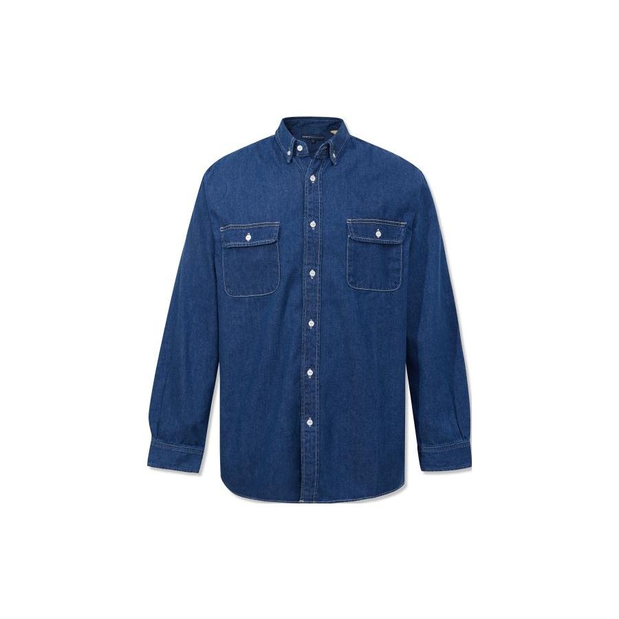 Джинсовая рубашка Levis однотонная с длинным рукавом на пуговицах Мужские рубашки A4368-0000 S