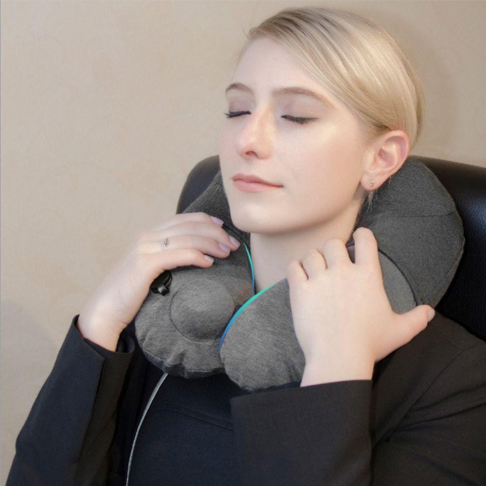 Washable Press Type Inflatable Travel Pillow Detachable Neck Support Pillow  Business Trip